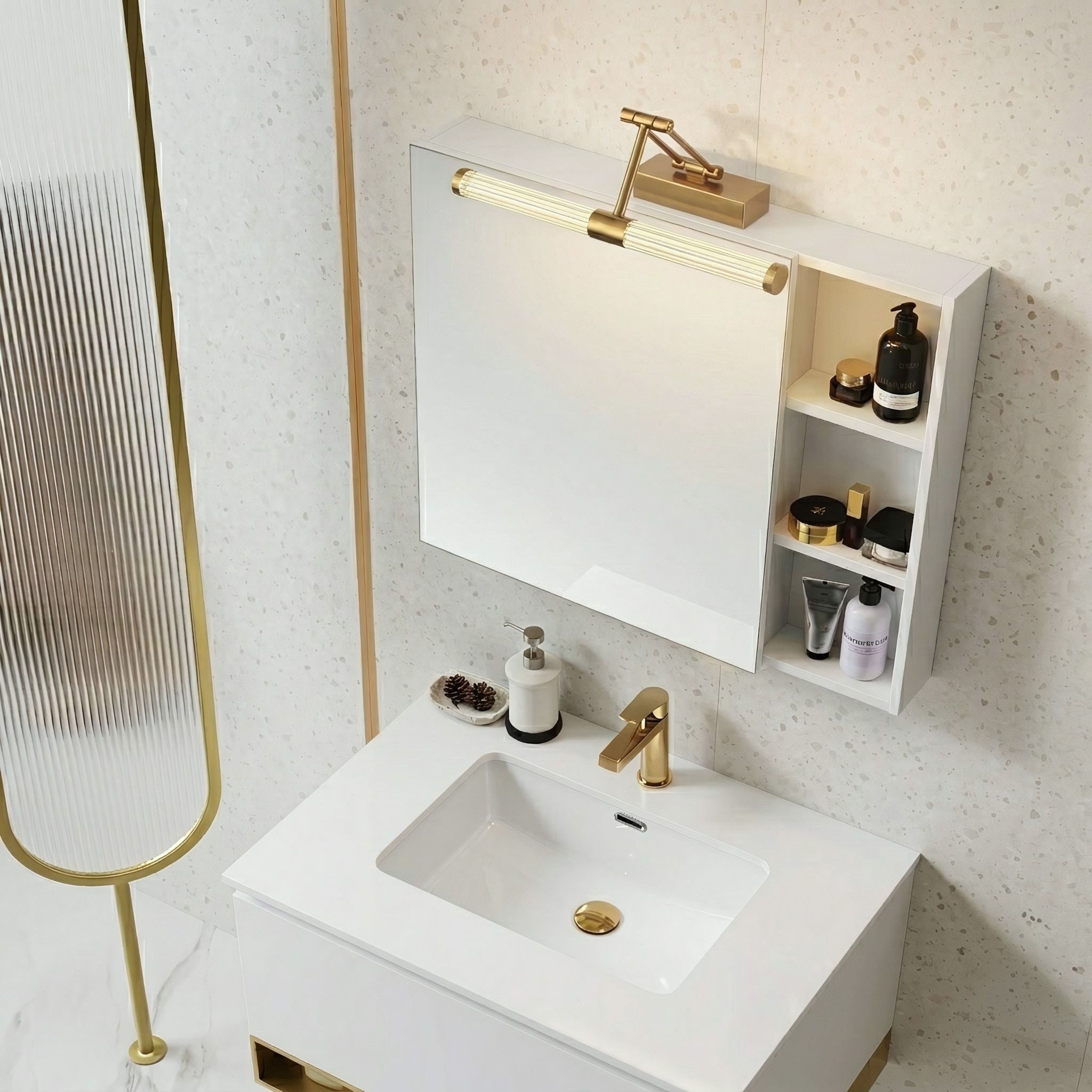 Kylpyhuoneen Seinä Led-valaisin APP1899-1W 40cm Brush Gold 5