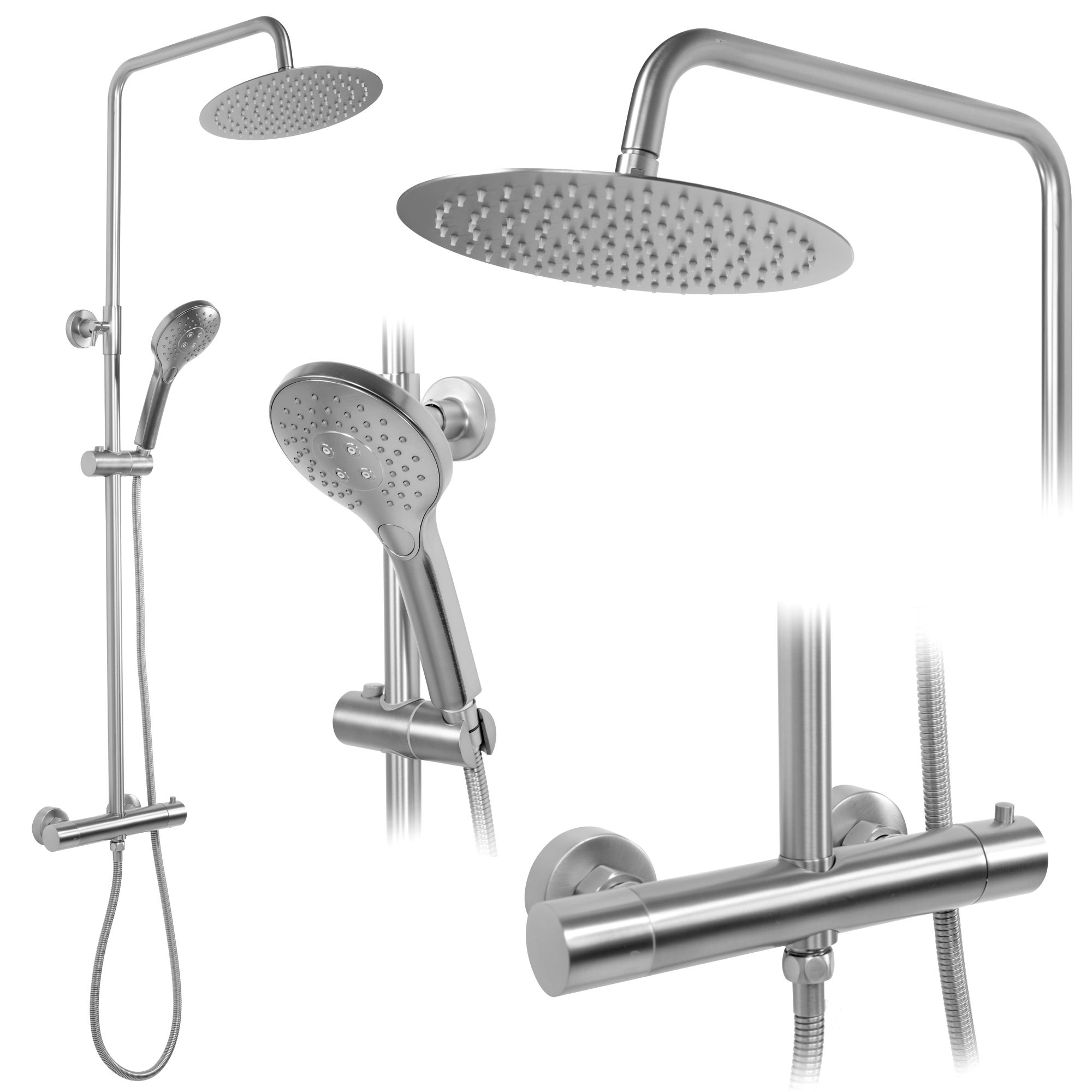 Set Doccia Con Termostato Rea Vincent Nickel Brush Inox