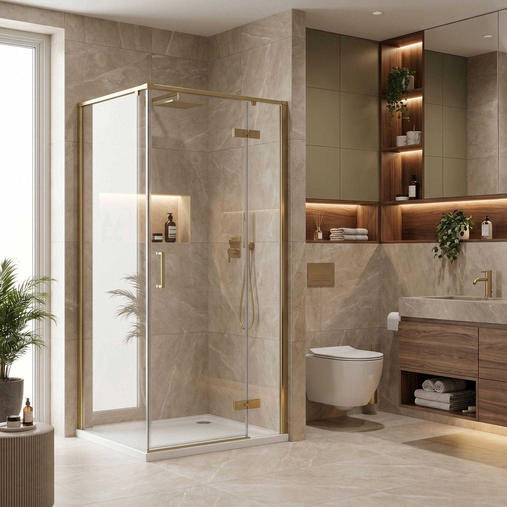 Dušas Kabīne Rea Bruno 90x90 Brush Gold 3