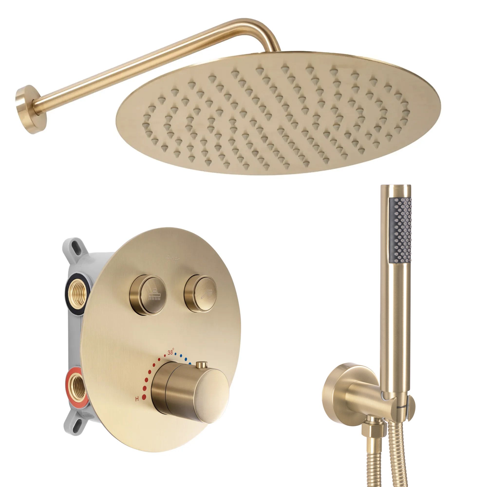 Image of Set Doccia Da Incasso Rea Lungo Brush oro Box