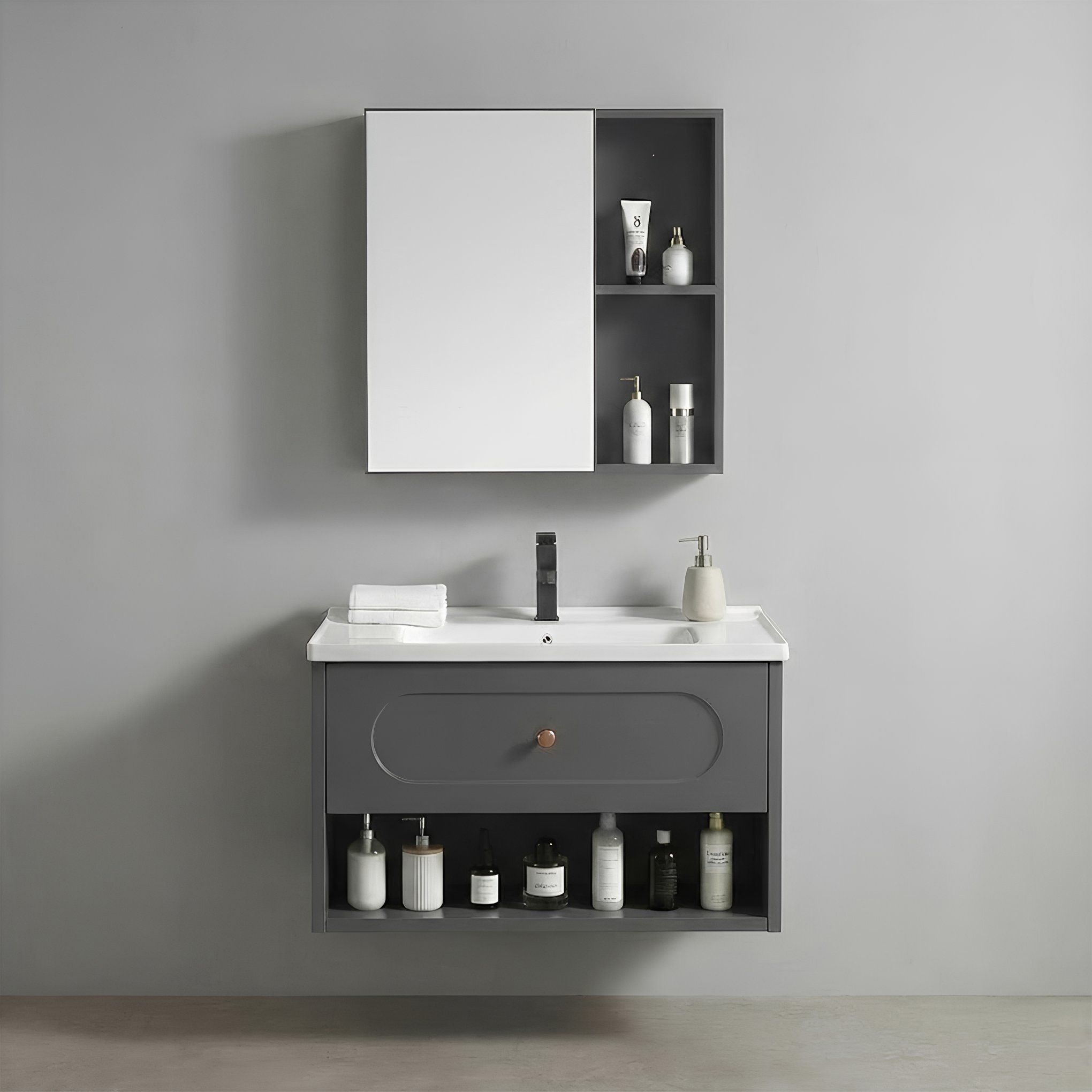 Set Di Mobili Da Bagno Con Lavabo River 60cm Grey