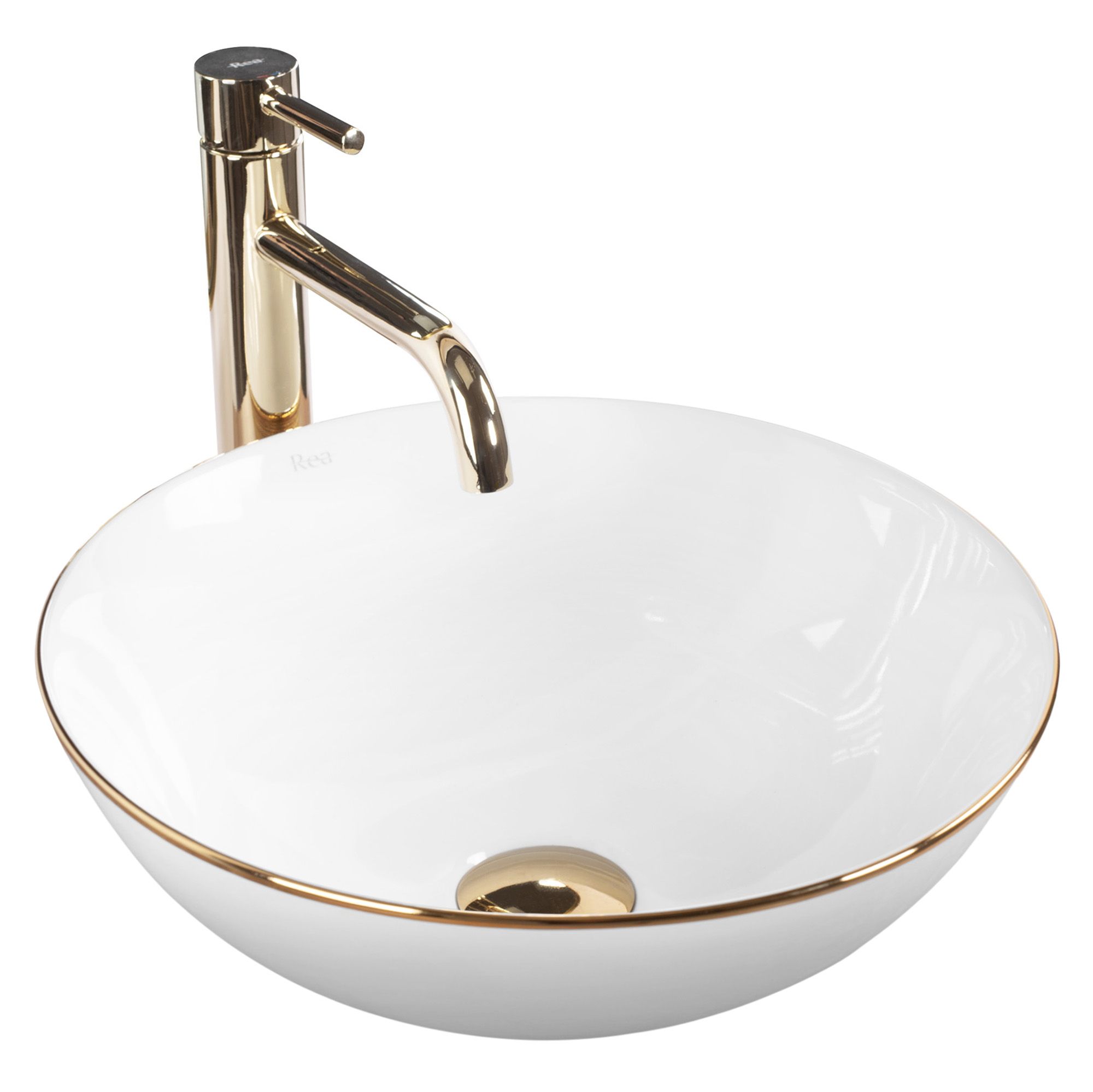 Lavabo Da Appoggio In Ceramica Stella White Gold Edge