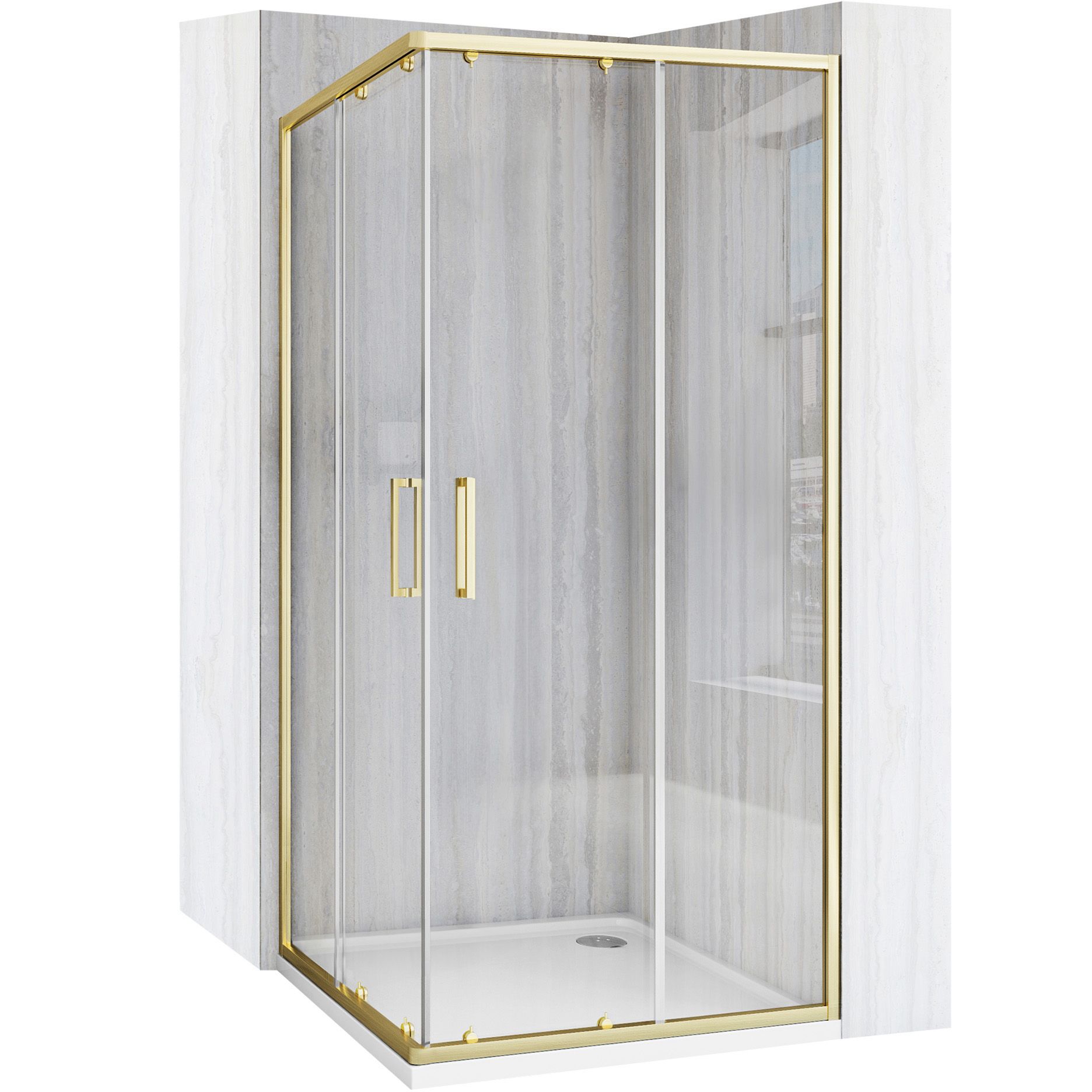 Cabina Doccia Rea City 90x90 Gold con piatto doccia Savoy black