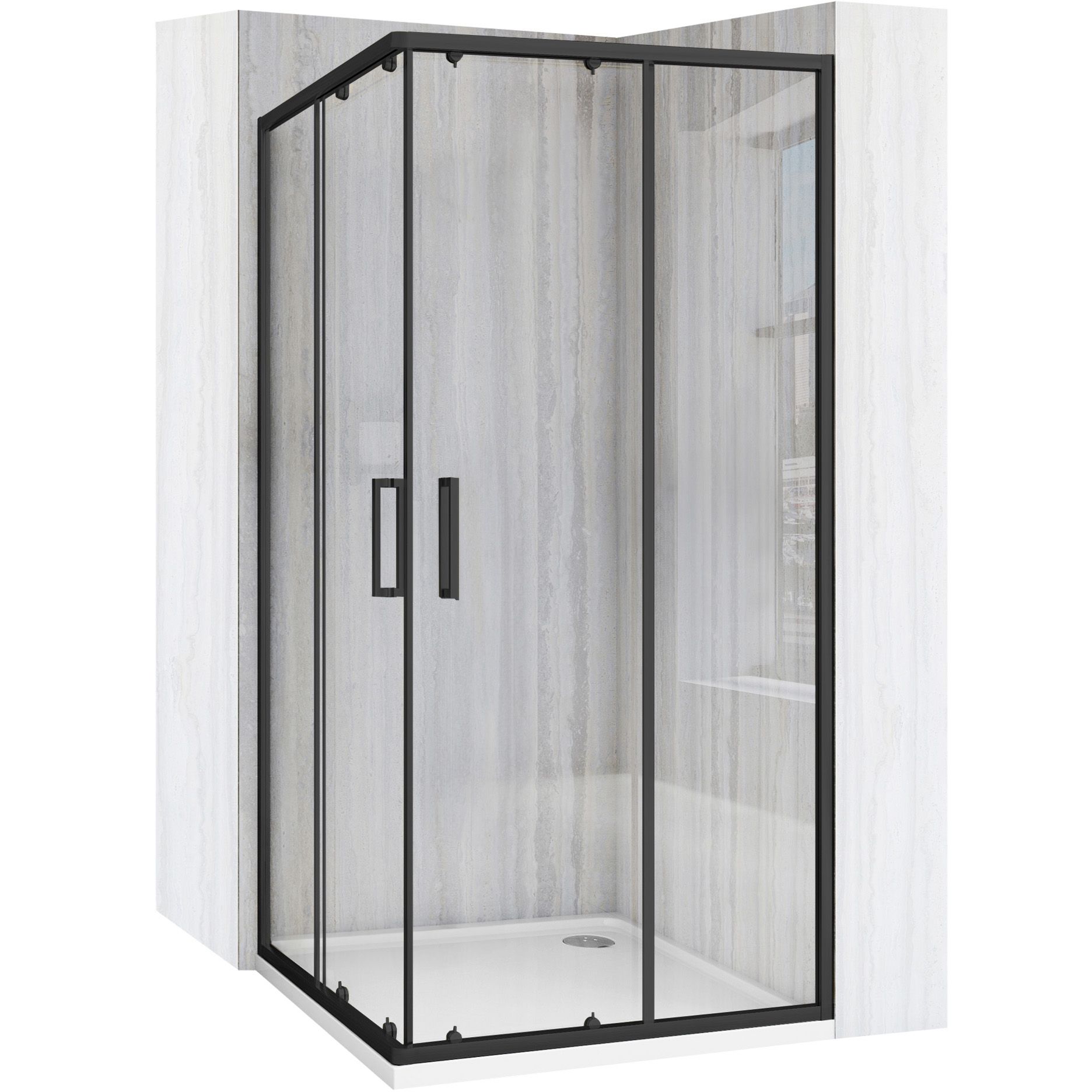 Cabina Doccia Rea City 90x90 Black senza piatto doccia