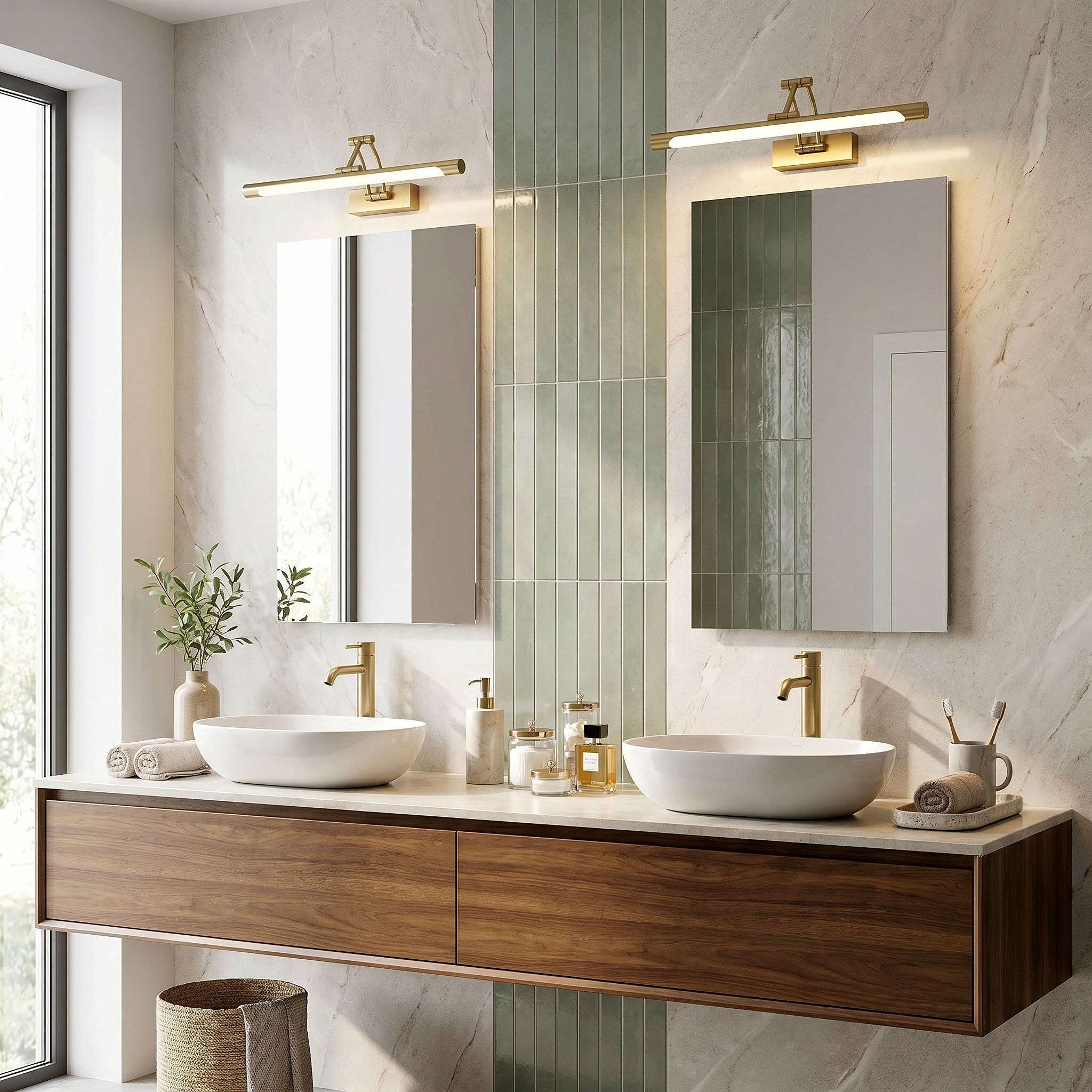 Kylpyhuoneen Seinä Led-valaisin Swe022-1w 42cm Brush Gold 5