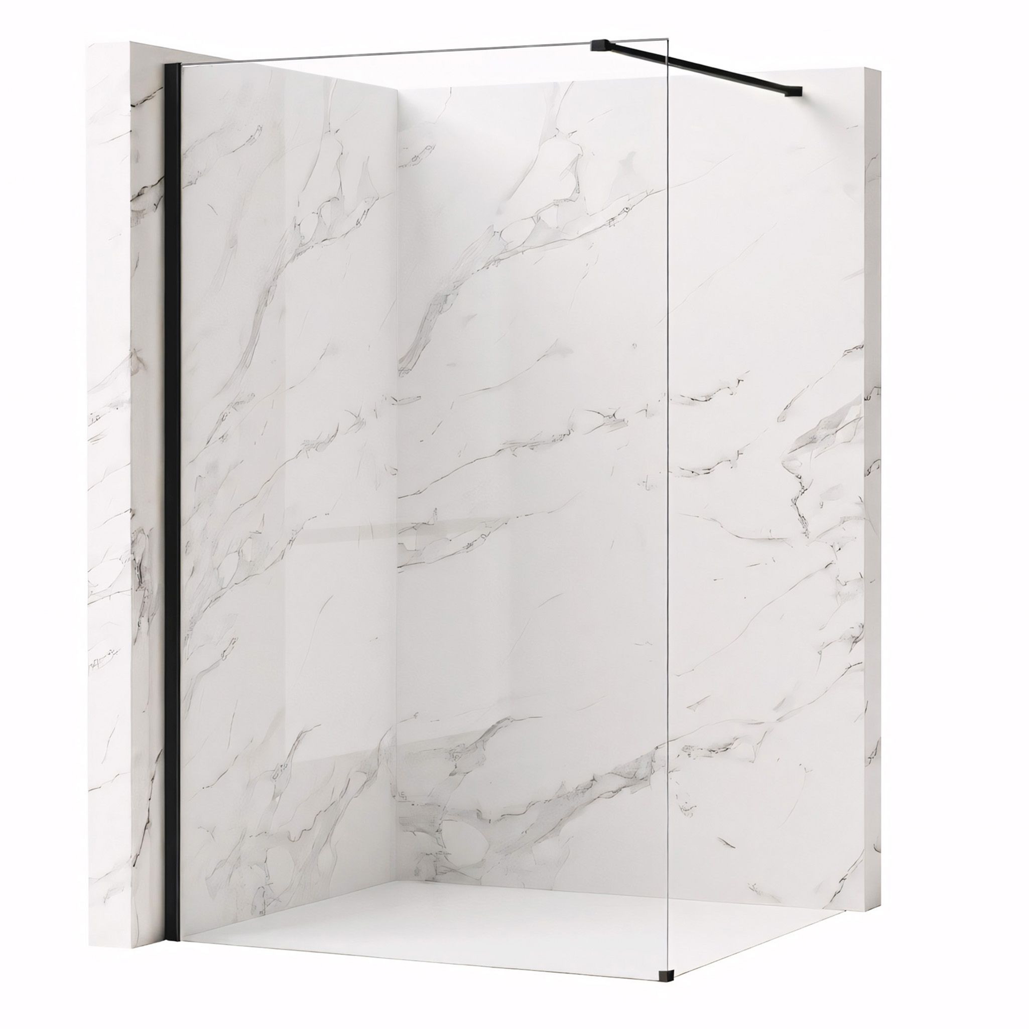 Parete Doccia Rea Flexi Transparent / Black 80