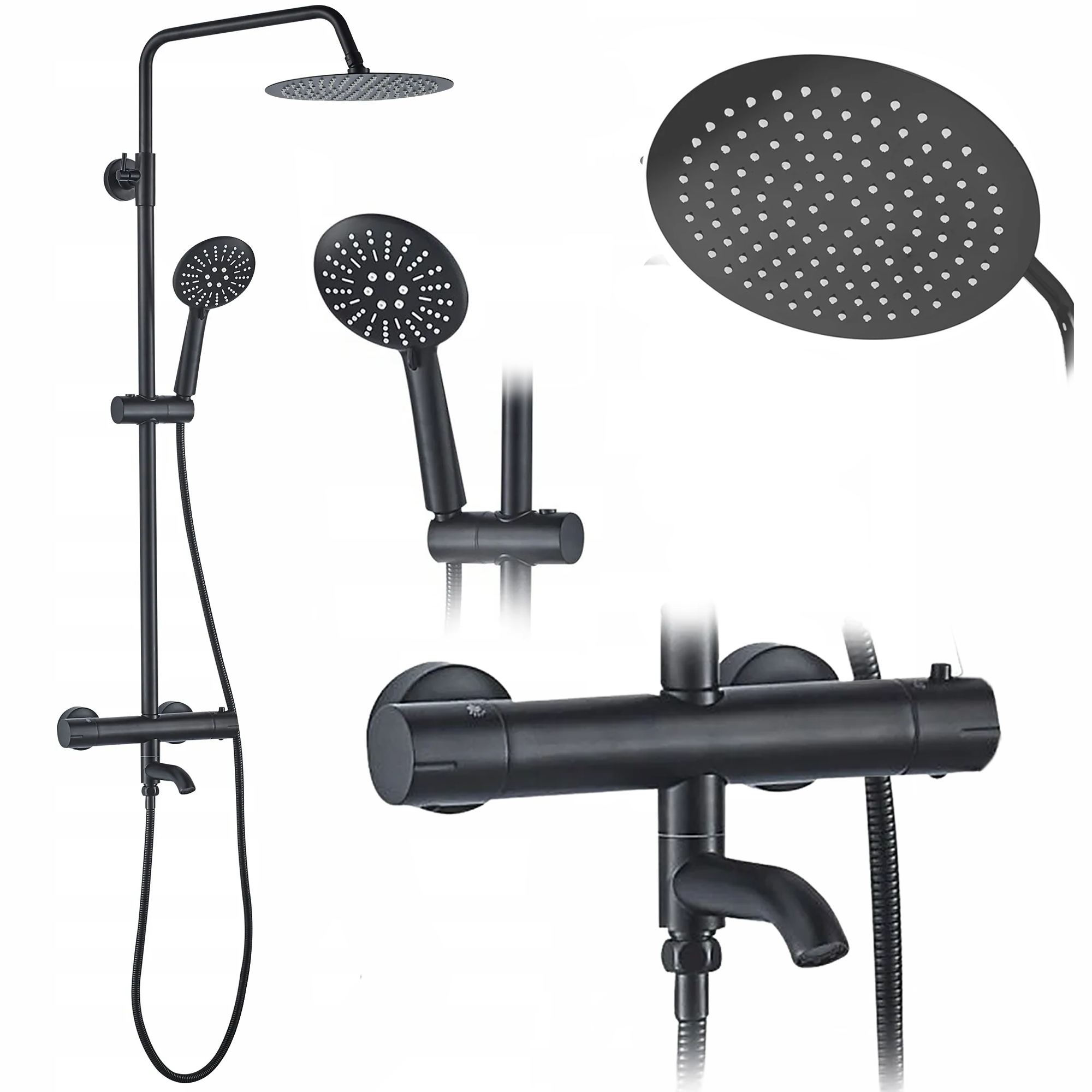 Image of Set Doccia Da Incasso Con Termostatato Lungo nero