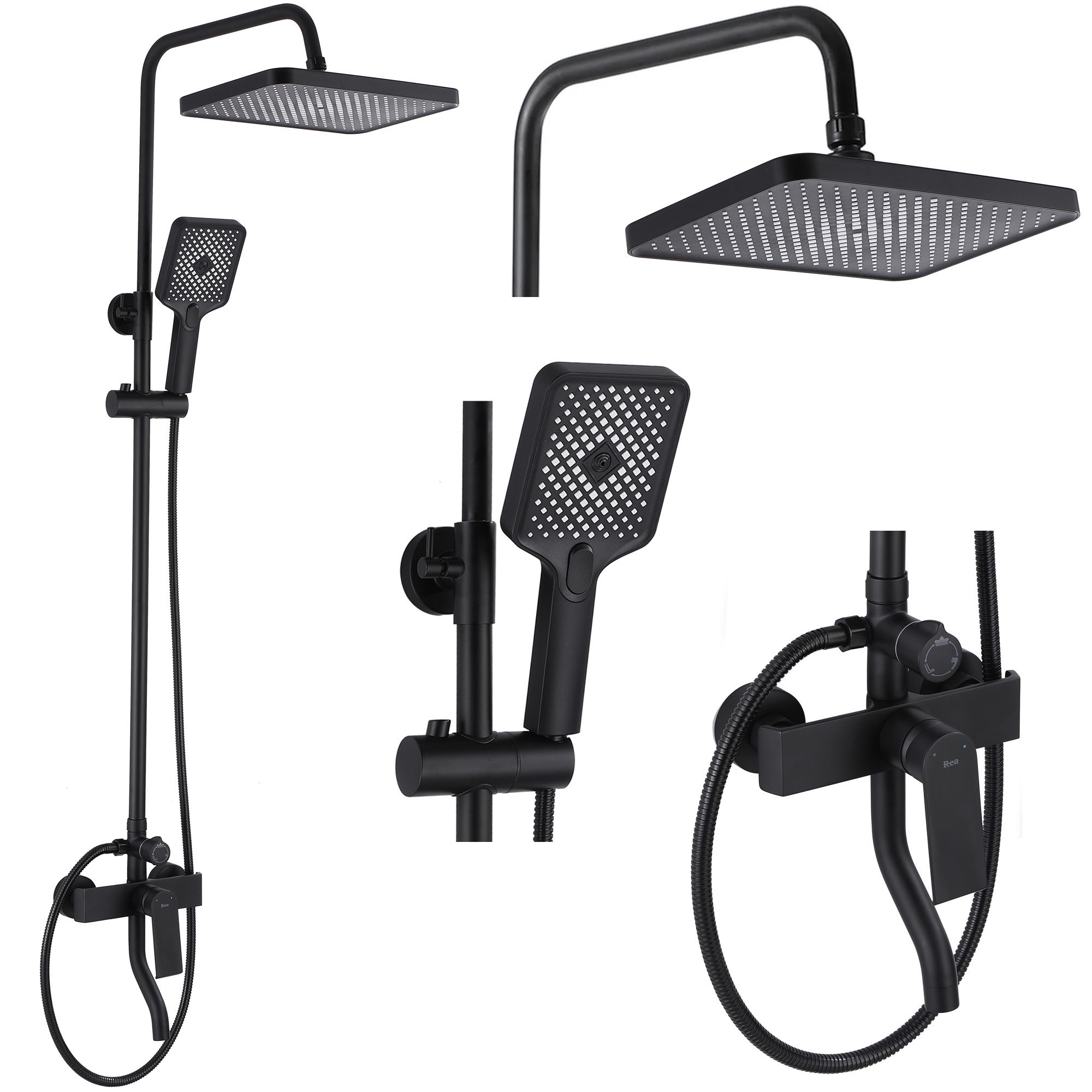 Image of Set Doccia Da Incasso Rea Hass nero