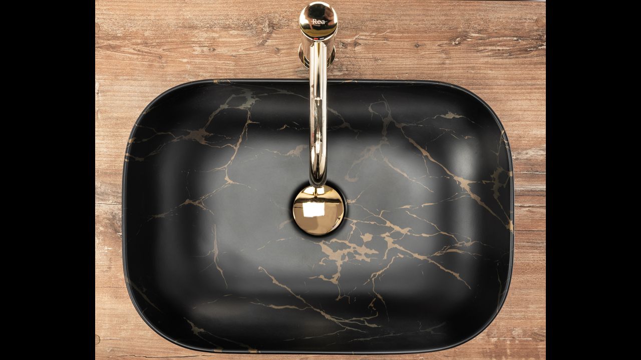 Umywalka nablatowa Rea Belinda Black Marble Mat