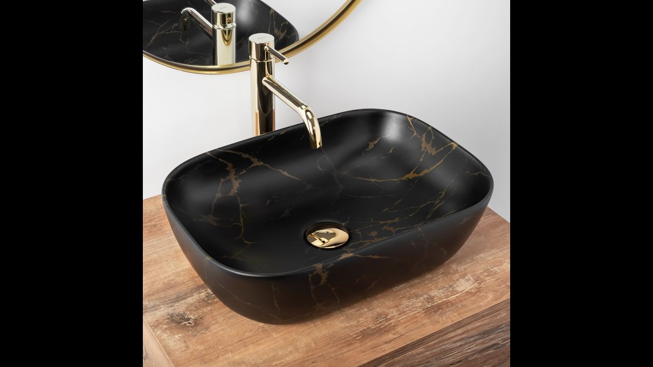 Umywalka nablatowa Rea Belinda Black Marble Mat