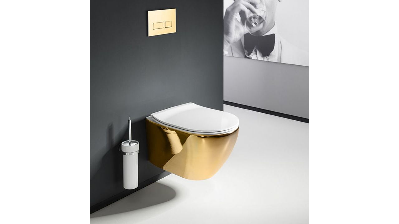Misa WC podwieszana  Carlo Flat Mini Gold/White