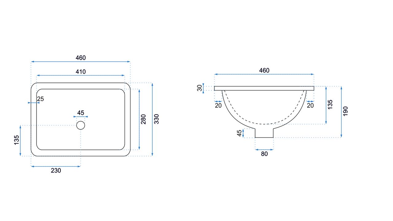 Umywalka podblatowa Rea Adela