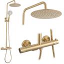 Kit de douche avec thermostat Drop Brush Gold