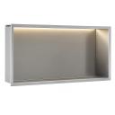 WANDEINBAU-BADEZIMMERREGAL LED 30x60 steel brush
