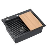 Granitspülbecken KURT 110 WORKSTATION Black Dotted