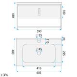Badezimmermöbel-Set mit Waschbecken Toledo 60cm Grey