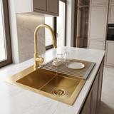 Stahlspüle mit 3-teiligem Zubehörset REA Leo 50 Brush Gold