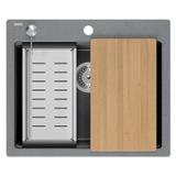 Granitspülbecken KURT 110 WORKSTATION Grey Metallic