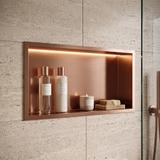 WANDEINBAU-BADEZIMMERREGAL LED 30x60 brush copper