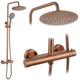 Doucheset zonder uitloop met thermostaat Rea Lungo Copper Brush