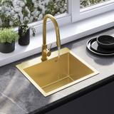 Stahlspüle mit 3-teiligem Zubehörset REA Leo 50 Brush Gold