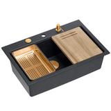 Granitspülbecken MARC 110 WORKSTATION Black Metallic