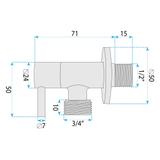 Ъглов вентил 1/2" x 3/4" Brush Copper