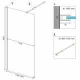 Pared de la ducha Rea Aero 120 Walk In Gold