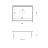 Νεροχύτης Logan 56 x 45  cm , B 21.5 cm   Μαύρος Μεταλλικός γρανίτης