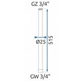 Extension for a bathtub and shower set brush copper 50cm