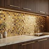 Mosaik Dekor P14016 30x30cm Gold Glass
