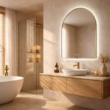 Stensko ogledalo LED 80x60cm CAMLOT Brush Gold