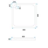 Acryl Duschwanne Rea Belmond White 80x80 Chrome