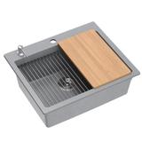 Granitspülbecken KURT 110 WORKSTATION Grey Metallic