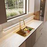 Stahlspüle mit 3-teiligem Zubehörset REA Leo 50 Brush Gold