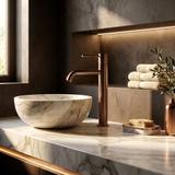 Hög Handfatblandare Rea Lungo Diamond Brush Copper