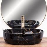 Aufsatzwaschbecken Rea Amelia Black Marble shiny