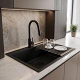 Stahlspüle mit 3-teiligem Zubehörset REA Leo 50 Black