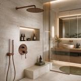 Shower system Rea Lungo Diamond Brush Copper + BOX