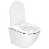 Závesná WC misa REA CARLO Mini Flat - biela-zlatý okraj