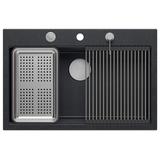 Granitspülbecken MARC 110 WORKSTATION Black Metallic