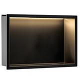 WANDEINBAU-BADEZIMMERREGAL LED 30x45 black