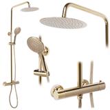 Conjunto de chuveiro REA VINCENT dourado com termostato