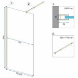 Duschwand Rea Aero Gold N 80 Walk In + EVO