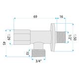 Vinkelventil 02 1/2" x 3/4" Titan
