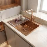 Stahlspüle mit 3-teiligem Zubehörset REA Leo 50 Brush Copper