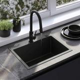 Stahlspüle mit 3-teiligem Zubehörset REA Liam Black