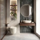 Set: Wall-Hung WC Bowl Focus + Countertop Washbasin Rea Focus Creme
