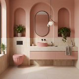 Zestaw Misa WC Duo podwieszana + Umywalka nablatowa Rea Duo Sweet Pink Matt