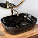 Γυαλιστερός  νιπτήρας Rea Belinda Black Marble Μ 46.5 x Π 33 x  Υ13.5